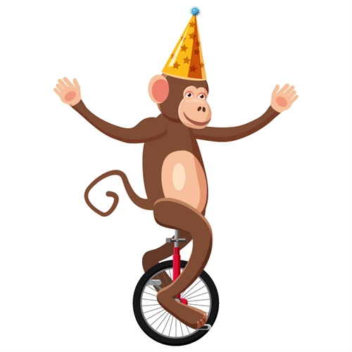 Carnival Circus Theme Unicycle Monkey Transparent Sticker
